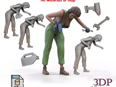 N3 woman mechanic or construction worker 3D print model