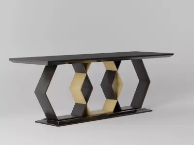 Table gold console Low-poly 3D model