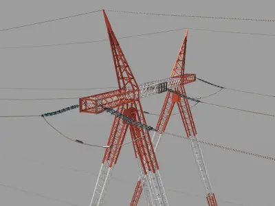 Electricity Pole 25 Low-poly 3D model