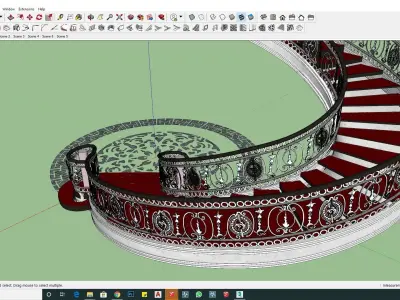 Classical stair case sketchup model 3D model