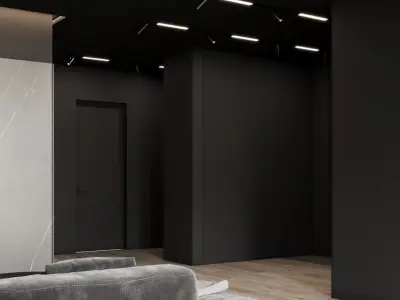 Livingroom and kitchen Interior design style minimalism 3D model