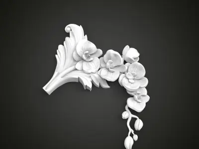 Orchid decor fretwork 3D print model