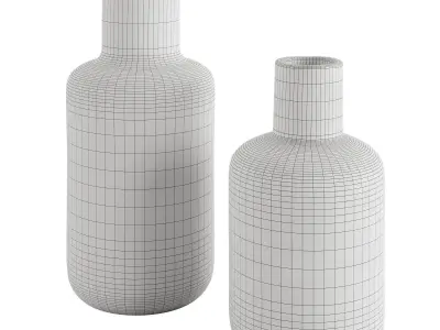 Artisanal Ceramic Vase Set 3D model