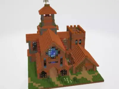 cathedral minecraft church Free 3D model