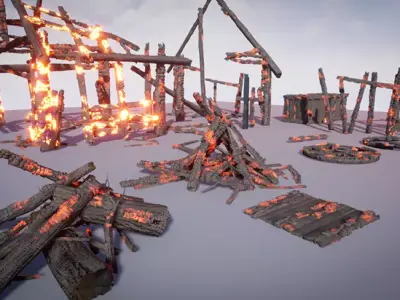 Burning Wood Animated 26 Pack Unreal Engine 3D model