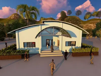 Cafeteria or Canteen Design  Low-poly 3D model