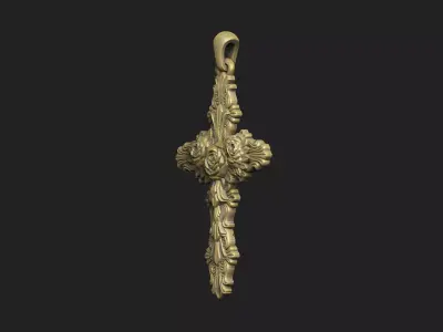 Cross royal floral church religious rood Inri god Jesus  3D print model