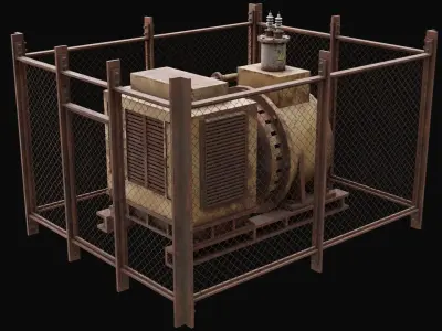 Old Rusty Generator Low-poly 3D model