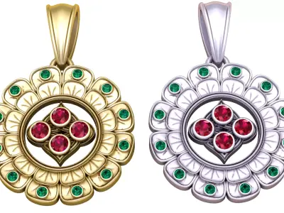  gold floral pendant 3D print model