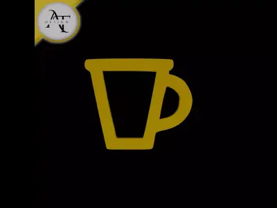 Simple Coffee Cup Symbol - 2D Art Free 3D print model 6