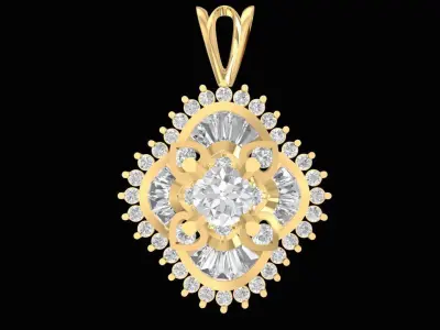 Elegant Multi Layer Diamond Pendant Jewelry Model  2729 3D print model