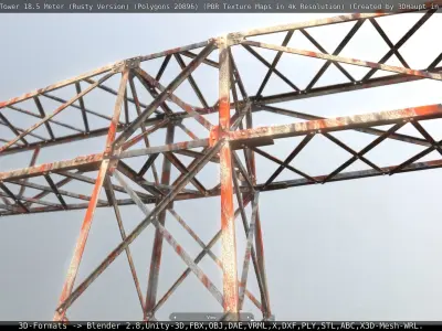 Transmission Tower 18 Meter Rusty Version Low-poly 3D model