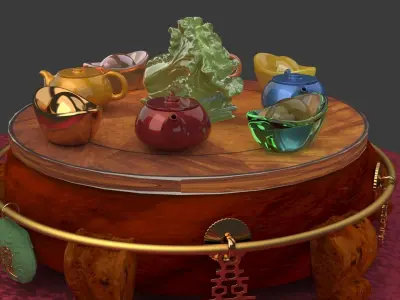 Chinese display stand with cabbage  3D model