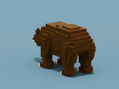 Voxel Bear Low-poly 3D model