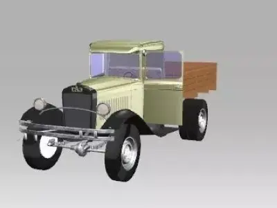 GAZ-AA old truck with wooden bed 3D model
