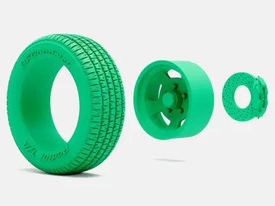 15x7 US Indy Mag Wheel BFGoodrich Radial Tire 3D print model