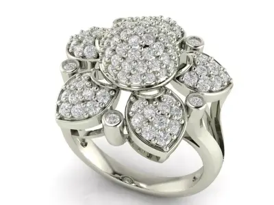 DIAMOND FLOWER RING 3D print model