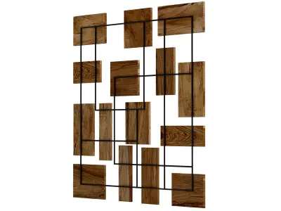 Decorative wall panel with wooden elements 3D model