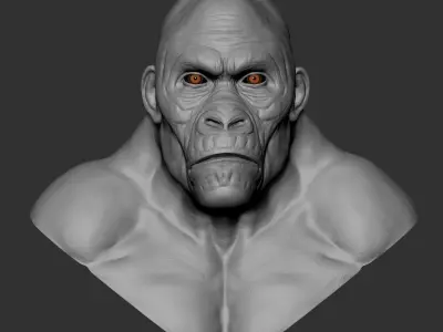 Hybrid gorilla bust 01 - Highpoly Sculpture 3D model