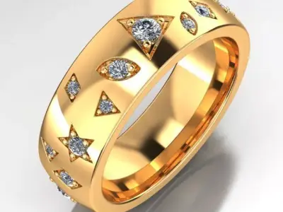 radiance ring with geometric shapes 3D print model