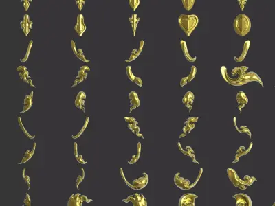 280 Pattern - Lai Thai Decorative 3D Relief Set  for ZBrush-CNC 3D model