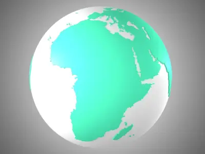 Solid Color Teal Green White Globe 3D model