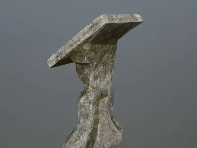 lectern stone bench Low-poly 3D model