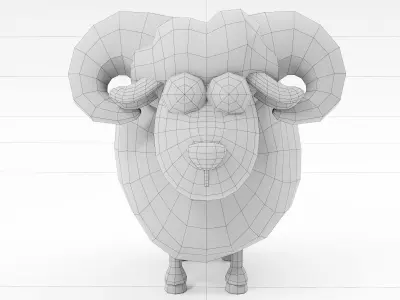 Sheep 3d model cartoon with horns 3D model