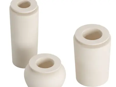 Plateia Large White Earthenware Vase 3D model