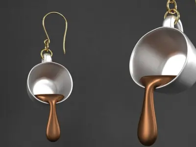 earrings spoon dripping 3D model