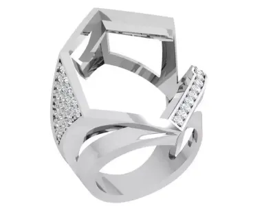 Hexagon Diamond Unique Ring 3962 3D print model