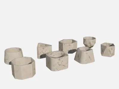Cement Marble pot  Low-poly 3D model