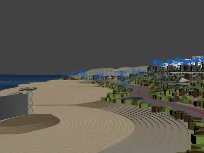 Coastal Resort Masterplan with Infinity Pool and Ocean View 3D model