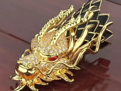 dragon head Silver Gold  Print 3D print model