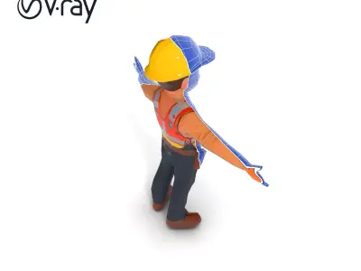 Construction Worker Character Model Pack Low-poly 3D model