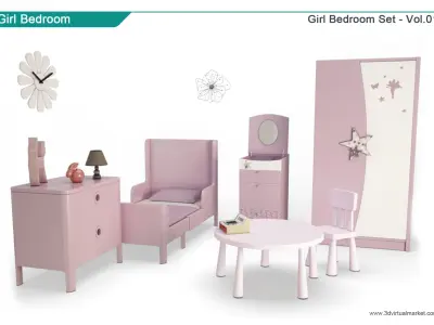 Pink Bedroom 3D model