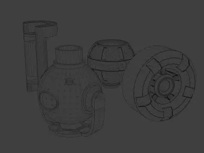 Kitbashing Asset Pack 001 - Metallic Components Free low-poly 3D model