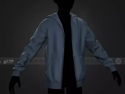 Blue Open Hoodie Style 1 Low-poly 3D model