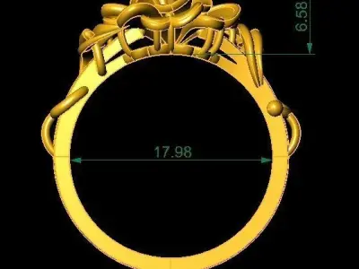 Rose Flower Shape Women Ring Jewelry 626 3D print model