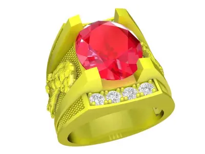 Luxury Gemstone Men Ring 3D Model 4416 3D print model