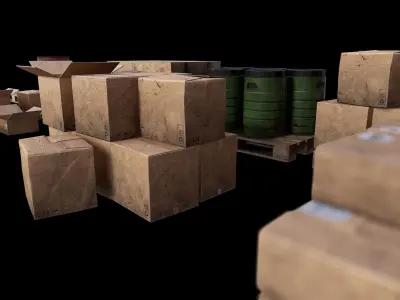 Warehouse Set dirt PBR Game Ready Low-poly 3D model