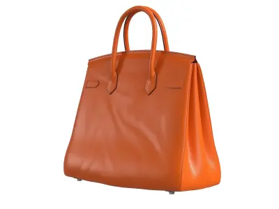 Hermes Birkin Bag Orange Leather Low-poly 3D model