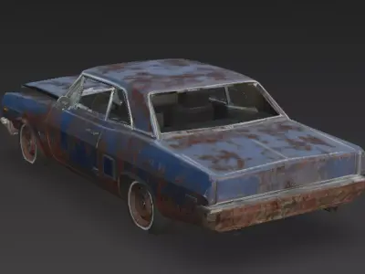 Abandoned Rusty Sedan 3D Model PBR Low-poly 3D model