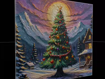 Christmas Tree Painting One Low-poly 3D model