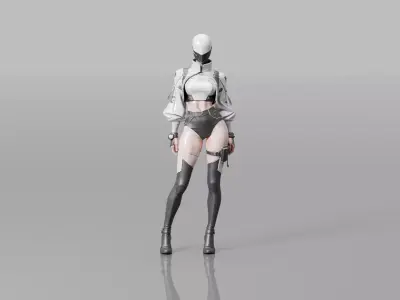  Female Cyberpunk Character Faceless Free low-poly 3D model