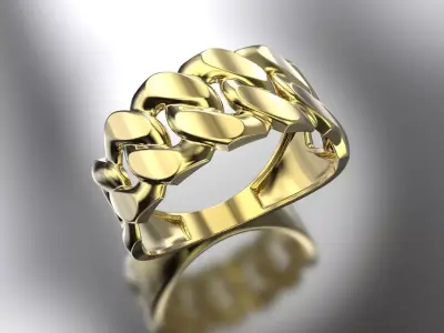 Bold Curb Chain Ring  Cartier-Style 3D Printable Jewelry Model  3D print model