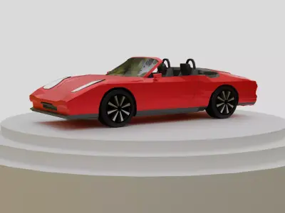 Low Poly Red Sports Car Low-poly 3D model