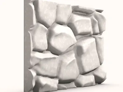 Ancient Battered Stone Wall Section 3D model purchase