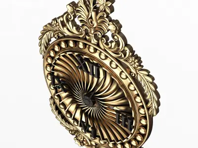 Classic Wall Clock 011 Gold Low-poly 3D model