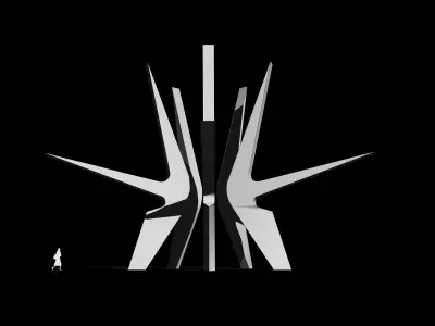 Brutalist Futuristic Soviet Sculpture Low-poly 3D model